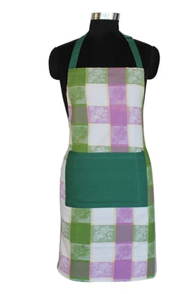 AIRWILL, 100% cotton designer aprons, sized 65cm in width and 80cm in length with 1 center pocket, adjustable buckle on top and 2 long ties on both 2 sides. Pack of 1 piece.