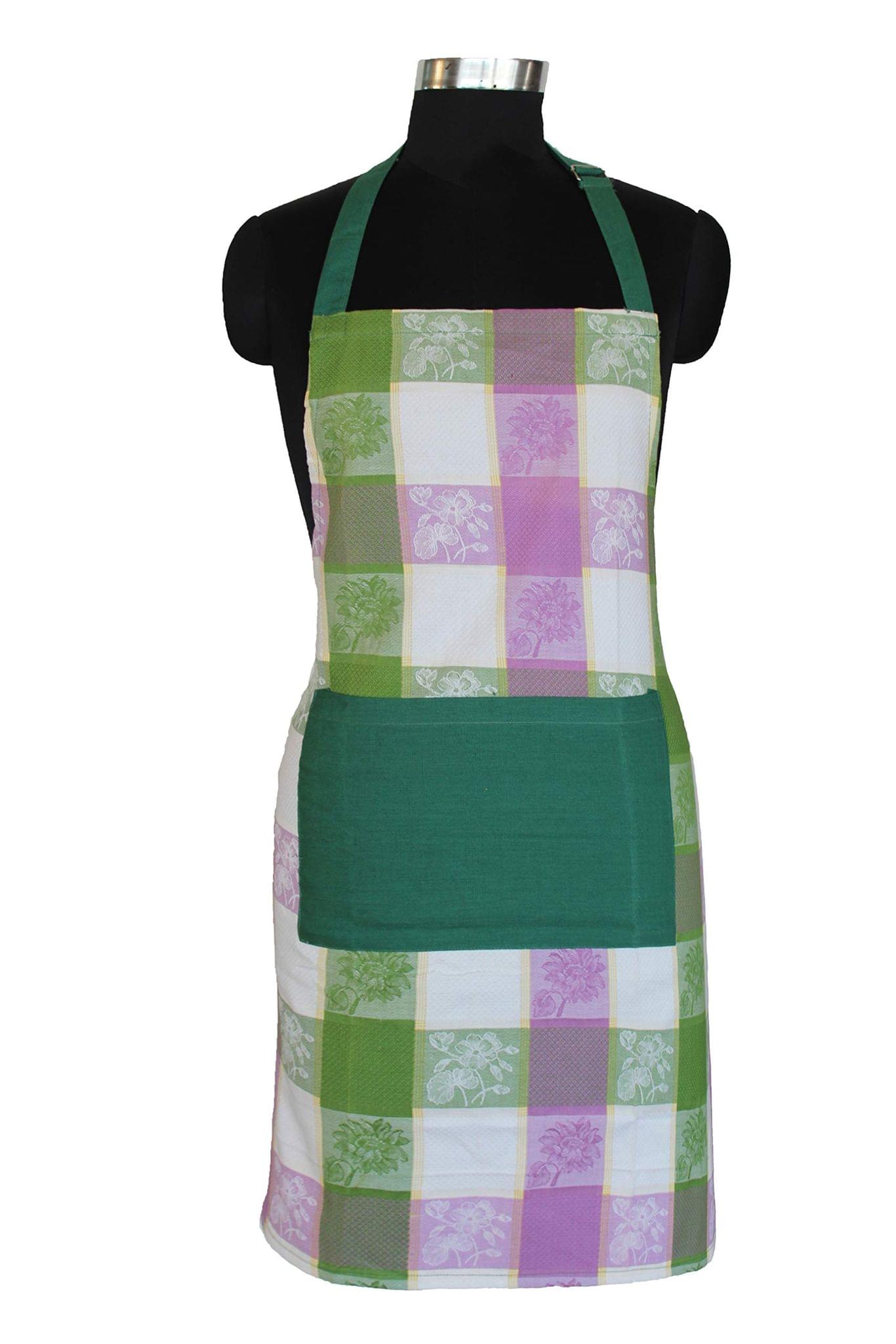AIRWILL, 100% cotton designer aprons, sized 65cm in width and 80cm in length with 1 center pocket, adjustable buckle on top and 2 long ties on both 2 sides. Pack of 1 piece.
