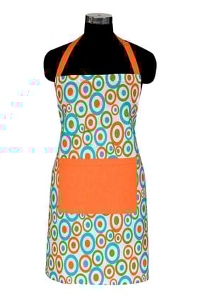AIRWILL, 100% cotton designer aprons, sized 65cm in width and 80cm in length with 1 center pocket, adjustable buckle on top and 2 long ties on both 2 sides. Pack of 1 piece.