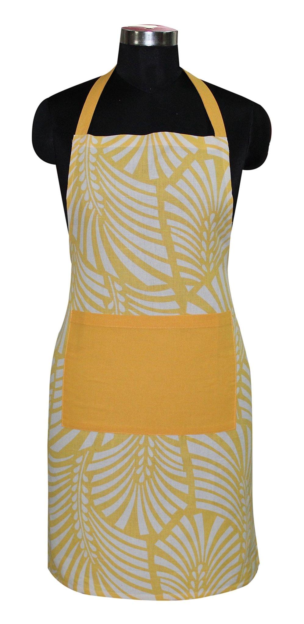 AIRWILL, 100% Cotton Designer Printed Aprons, Sized 65cm in Width & 80cm in Length with 1 Center Pocket, Adjustable Buckle on Top and 2 Long Ties on Both 2 Sides. Pack of 1 piece