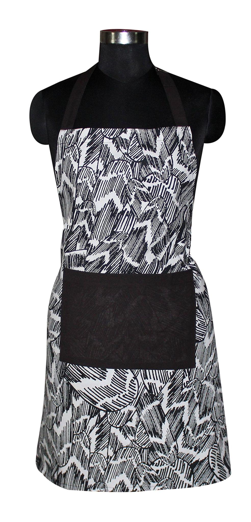 AIRWILL, 100% Cotton Designer Printed Aprons, Sized 65cm in Width & 80cm in Length with 1 Center Pocket, Adjustable Buckle on Top and 2 Long Ties on Both 2 Sides. Pack of 1 piece