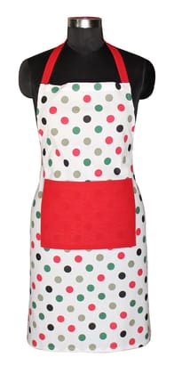 AIRWILL, 100% Cotton Designer Printed Aprons, Sized 65cm in Width & 80cm in Length with 1 Center Pocket, Adjustable Buckle on Top and 2 Long Ties on Both 2 Sides. Pack of 1 piece