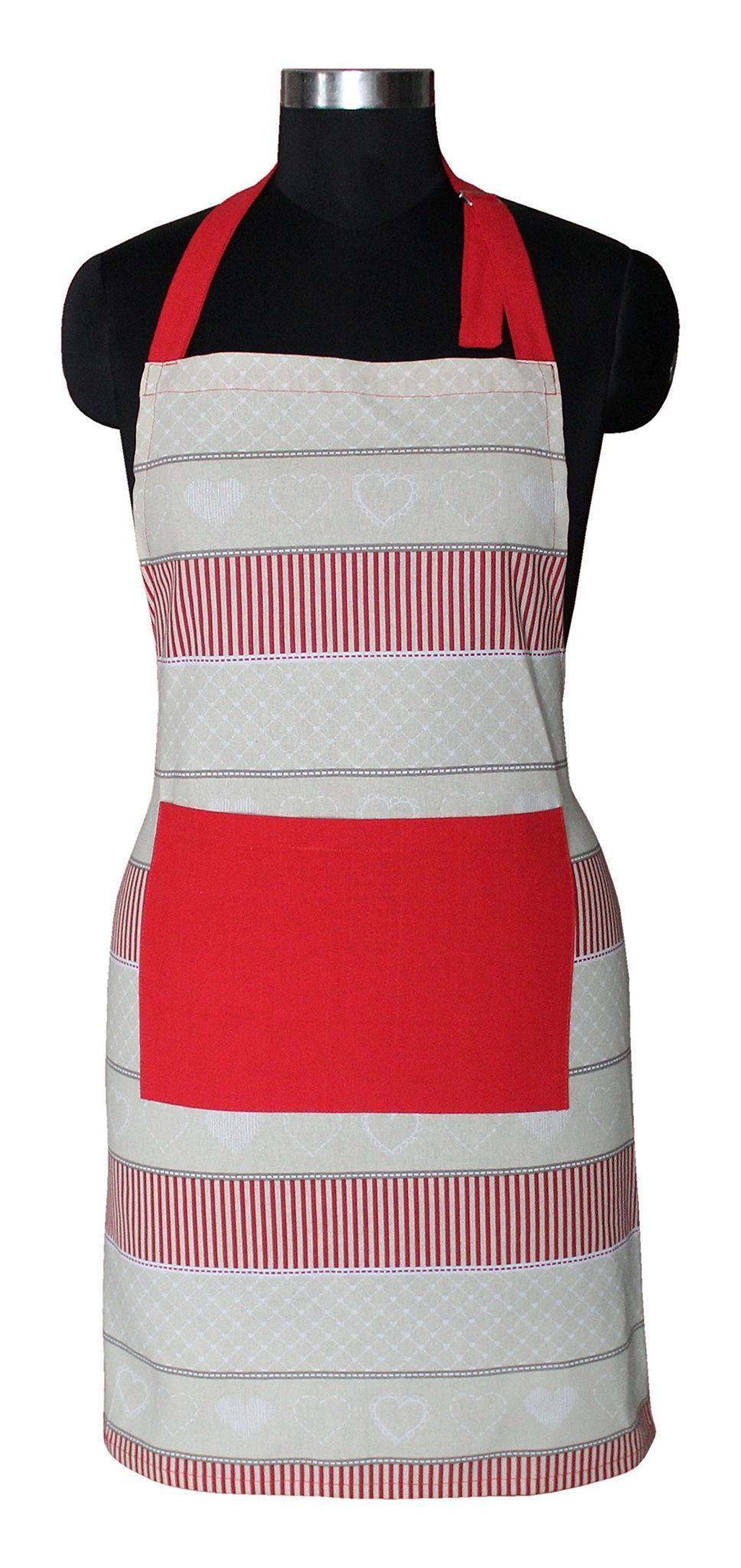 AIRWILL, 100% Cotton Designer Printed Aprons, Sized 65cm in Width & 80cm in Length with 1 Center Pocket, Adjustable Buckle on Top and 2 Long Ties on Both 2 Sides. Pack of 1 piece