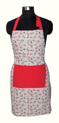 Airwill, 100% Cotton Designer Printed Aprons, Sized 65cm in Width & 80cm in Length with 1 Center Pocket, Adjustable Buckle on Top and 2 Long Ties on Both 2 Sides. Pack of 1 Piece