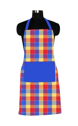 AIRWILL 100% Cotton Designer Home Use/Chefs Kitchen Apron with Free Sized and Long Straps on Both Sides, Adjustable Buckle on Top. Pack of 1 pc