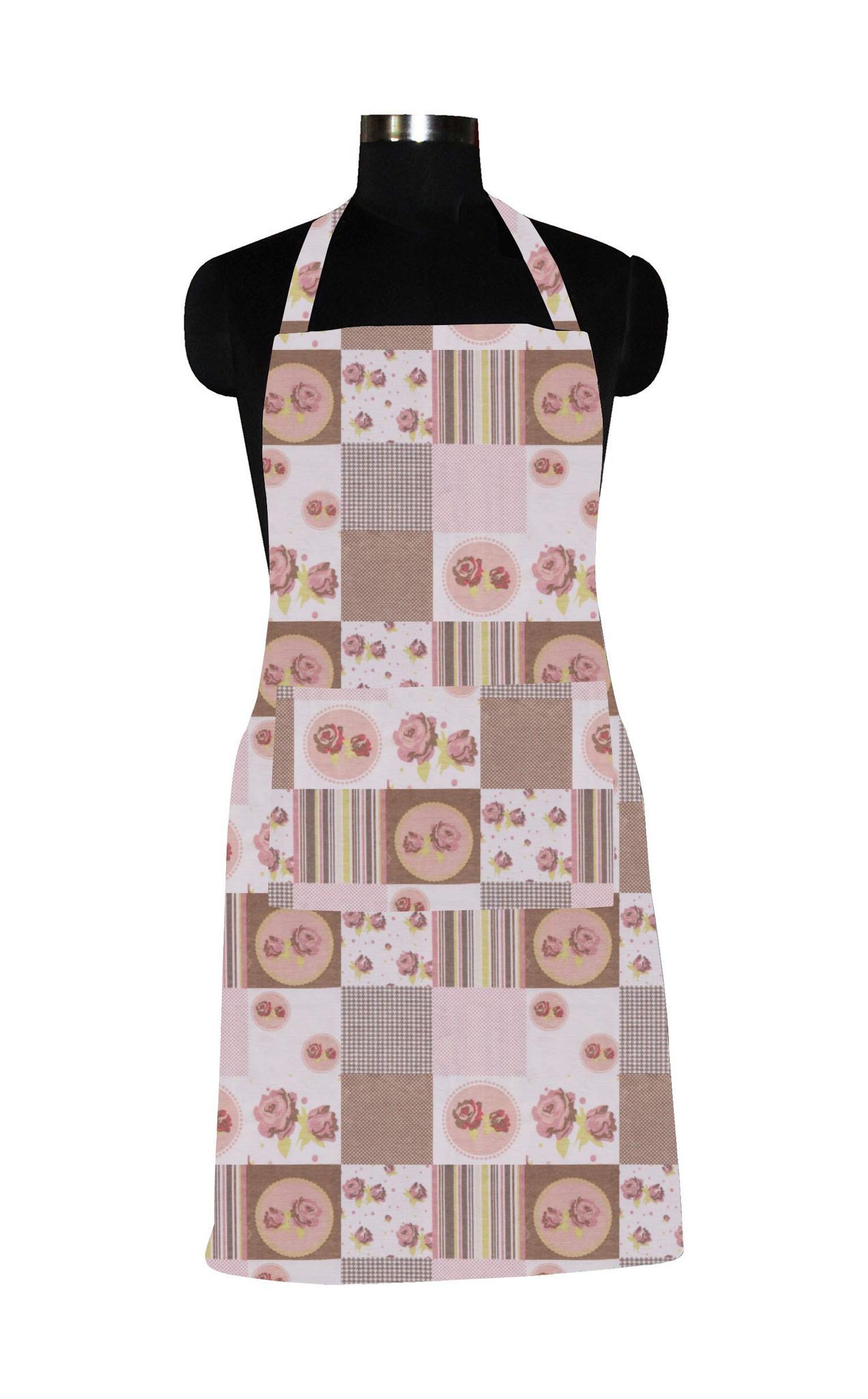 AIRWILL 100% Cotton Designer Home Use/Chefs Kitchen Apron with Free Sized and Long Straps on Both Sides, Adjustable Buckle on Top. Pack of 1 pc