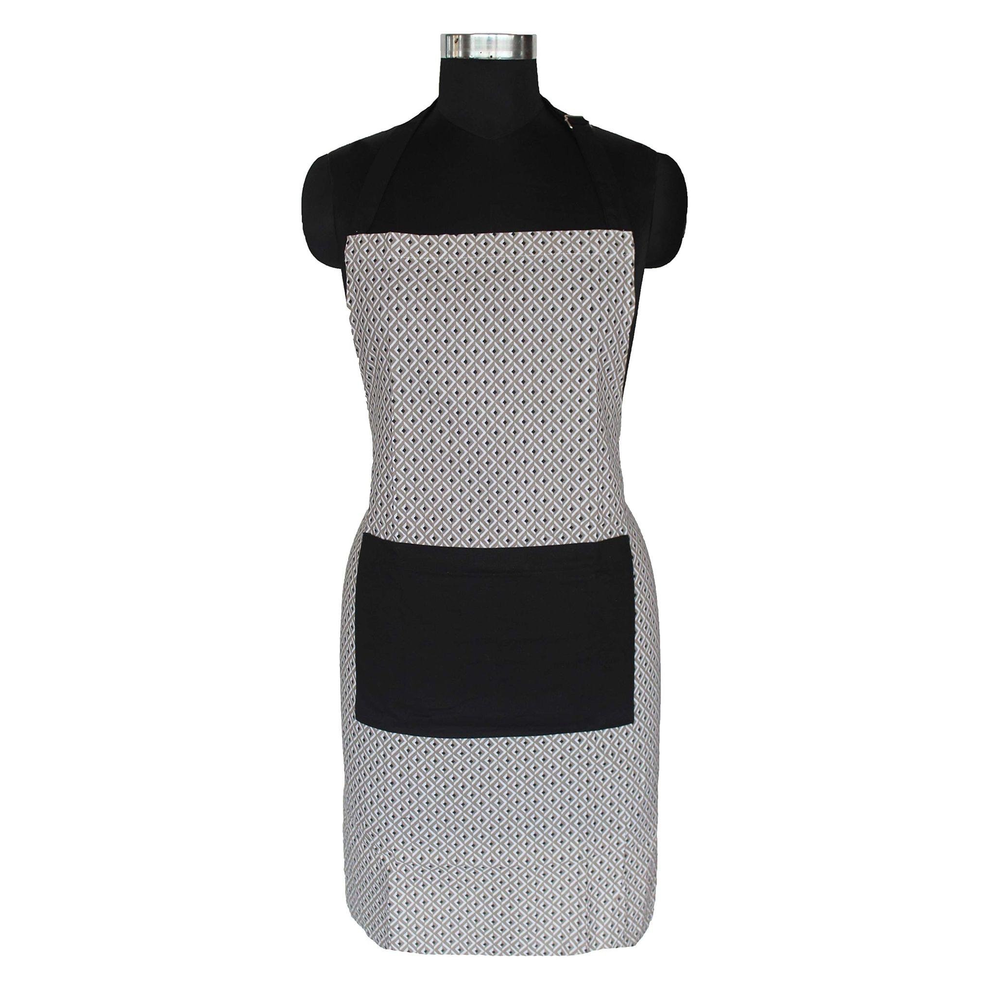 AIRWILL, 100% Cotton Designer Self Designed Bib Apron, Sized 65cm in Width and 80cm in Length with 2 Long Straps on Both Sides and Adjustable Buckle on Top. Pack of 1 pc