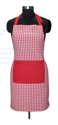 AIRWILL, 100% Cotton Designer Check Weave Aprons, Sized 65cm in Width & 80cm in Length with 1 Center Pocket, Adjustable Buckle on Top and 2 Long Ties on Both 2 Sides. Pack of 1 piece