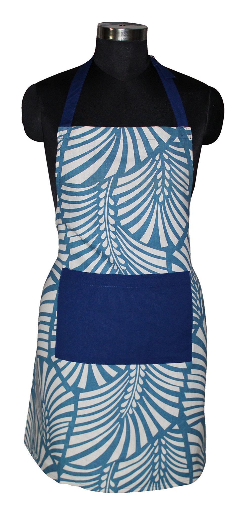 AIRWILL, 100% Cotton Designer Printed Aprons, Sized 65cm in Width & 80cm in Length with 1 Center Pocket, Adjustable Buckle on Top and 2 Long Ties on Both 2 Sides. Pack of 1 piece