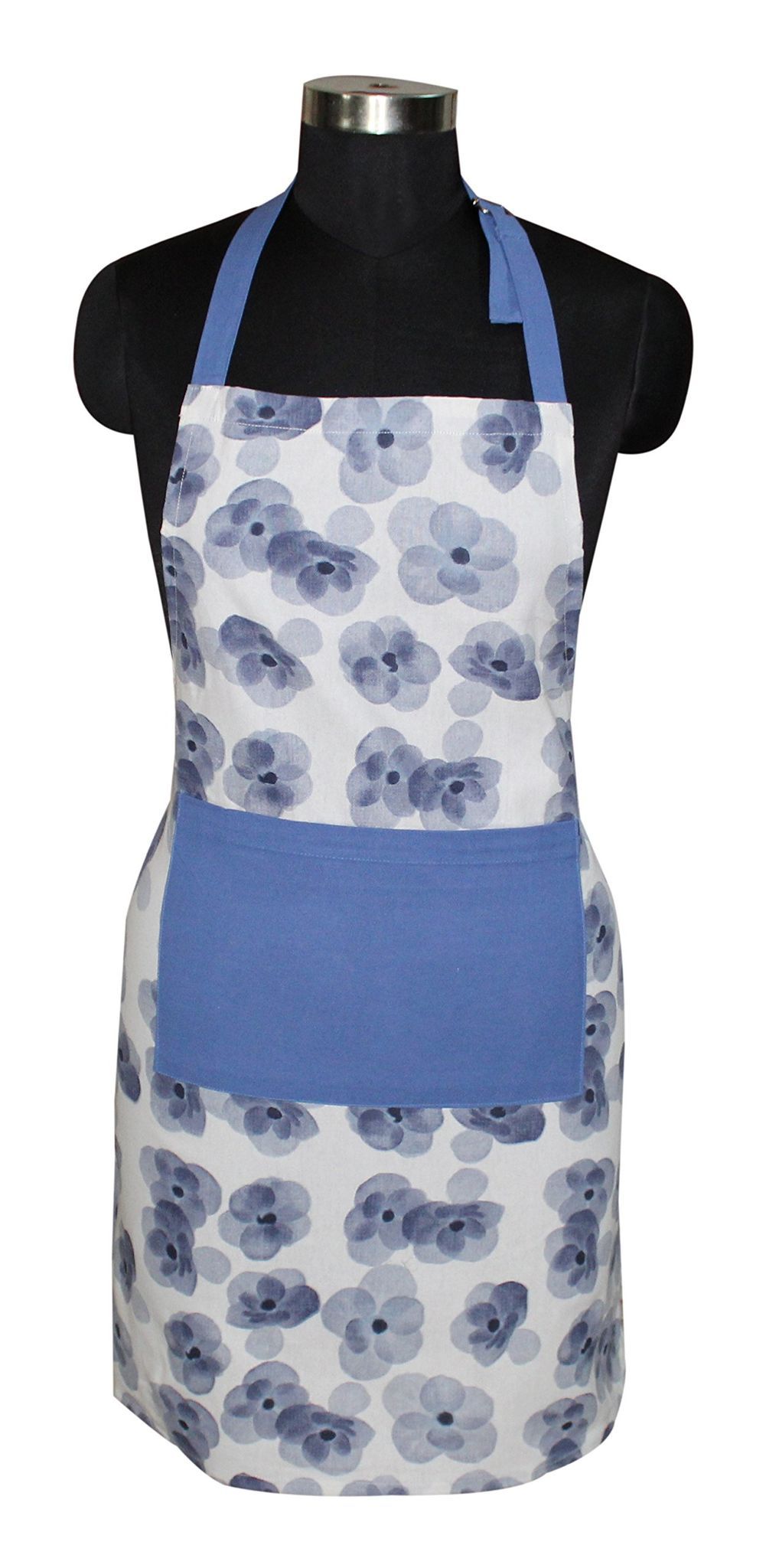 AIRWILL, 100% Cotton Designer Printed Aprons, Sized 65cm in Width & 80cm in Length with 1 Center Pocket, Adjustable Buckle on Top and 2 Long Ties on Both 2 Sides. Pack of 1 piece