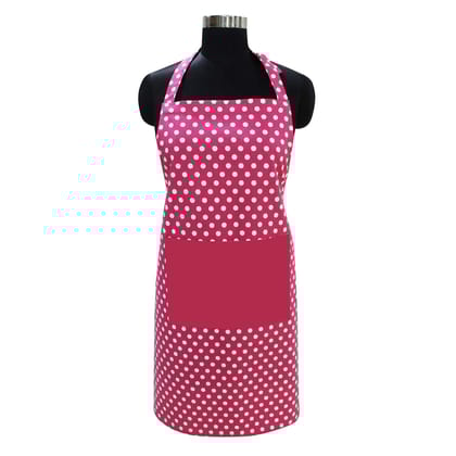 AIRWILL Cotton Chef's Free Size Polka Pattern Apron (Pink, Pack of 1 pc)