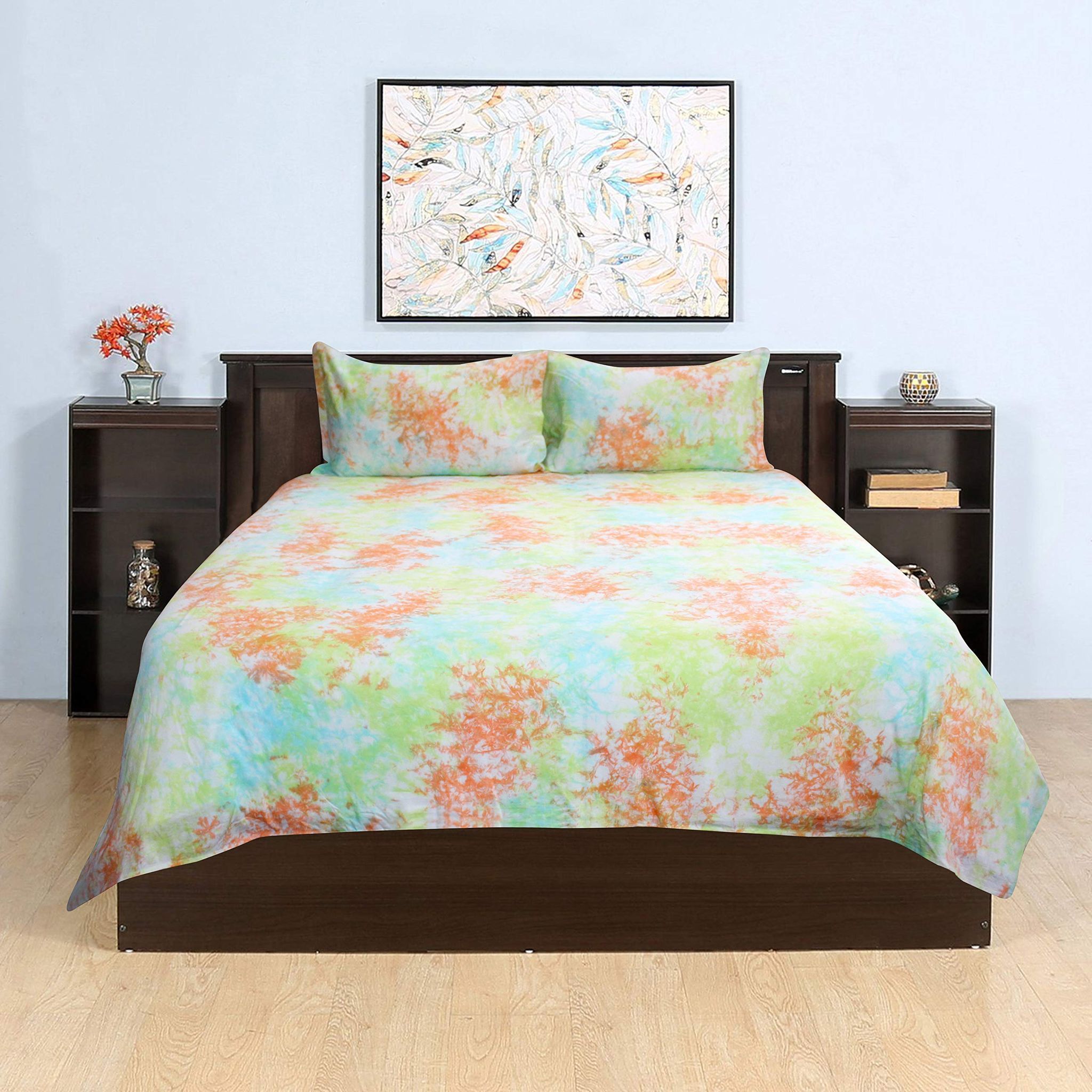 Airwill Designer Made Premium Cotton Double Size Bedsheet with 2 Pillow Cases