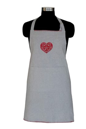 AIRWILL, 100% cotton designer aprons, sized 65cm in width and 80cm in length with 1 center pocket, adjustable buckle on top and 2 long ties on both 2 sides. Pack of 1 piece.