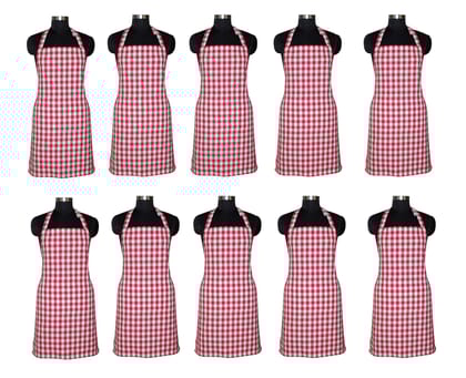 AIRWILL, 100% Cotton Yarn-dyed Designer Weaved Aprons, Sized 65cm in Width & 80cm in Length with 1 Center Pocket, Adjustable Buckle on Top and 2 Long Ties On Both 2 Sides. Pack of 10 Pieces