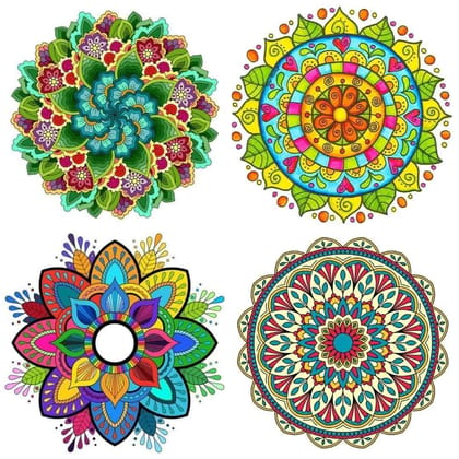 APM Rangoli Set of Four Pcs Waterproof Laminated Floor Sticker in 12X12 inches (RS02) (R04) APM Rangoli Set of Four Pcs Waterproof Laminated Floor Sticker in 12X12 inches (RS02) (R04)