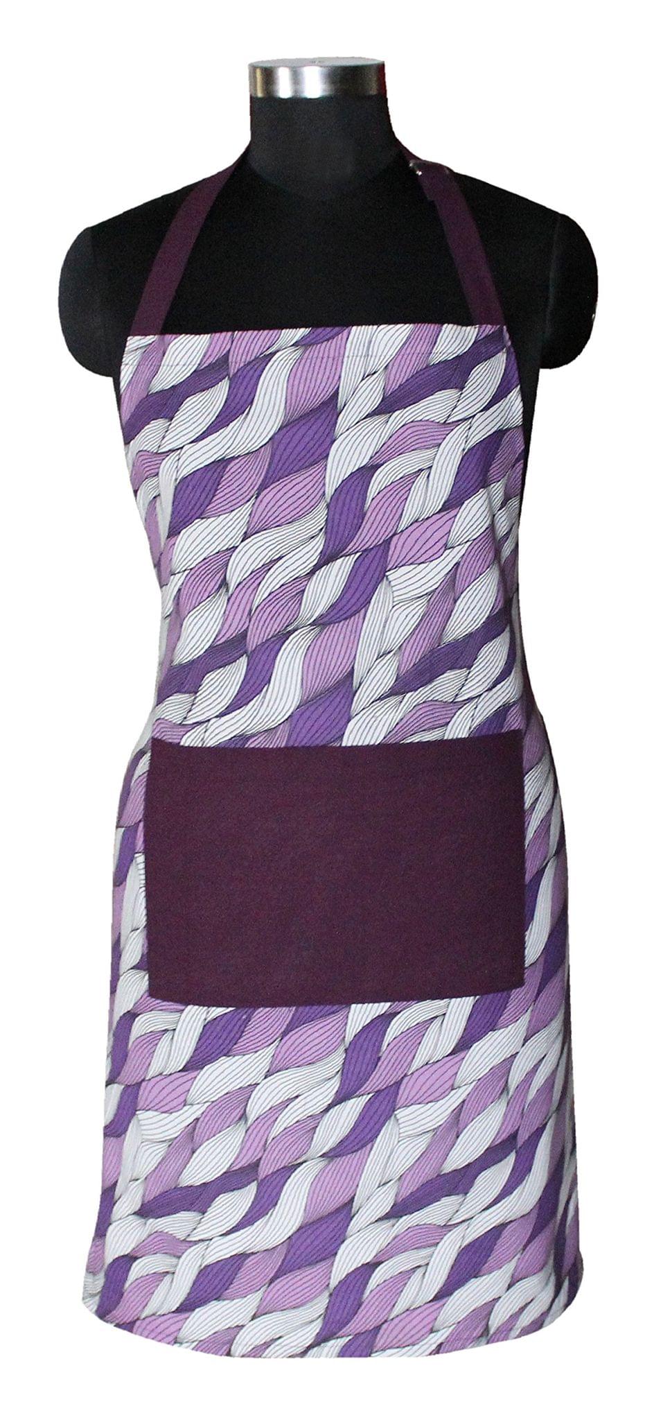AIRWILL, 100% Cotton Designer Printed Aprons, Sized 65cm in Width & 80cm in Length with 1 Center Pocket, Adjustable Buckle on Top and 2 Long Ties on Both 2 Sides. Pack of 1 piece