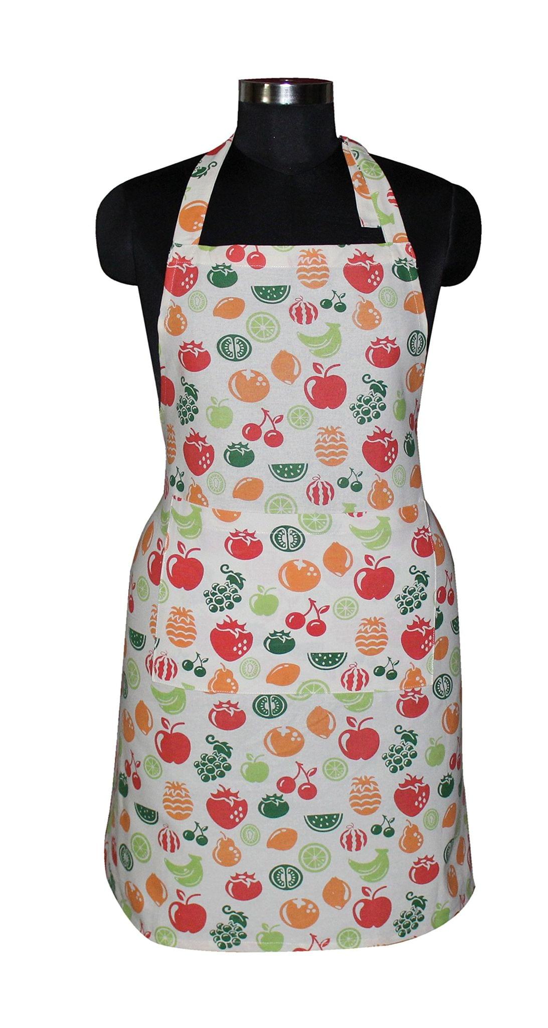AIRWILL, 100% Cotton Designer Printed Aprons, Sized 65cm in Width & 80cm in Length with 1 Center Pocket, Adjustable Buckle on Top and 2 Long Ties on Both 2 Sides. Pack of 1 piece