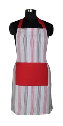 AIRWILL, 100% Cotton Yarn-dyed Designer Weaved Aprons, Sized 65cm in Width & 80cm in Length with 1 Center Pocket, Adjustable Buckle on Top and 2 Long Ties On Both 2 Sides. Pack of 1 piece