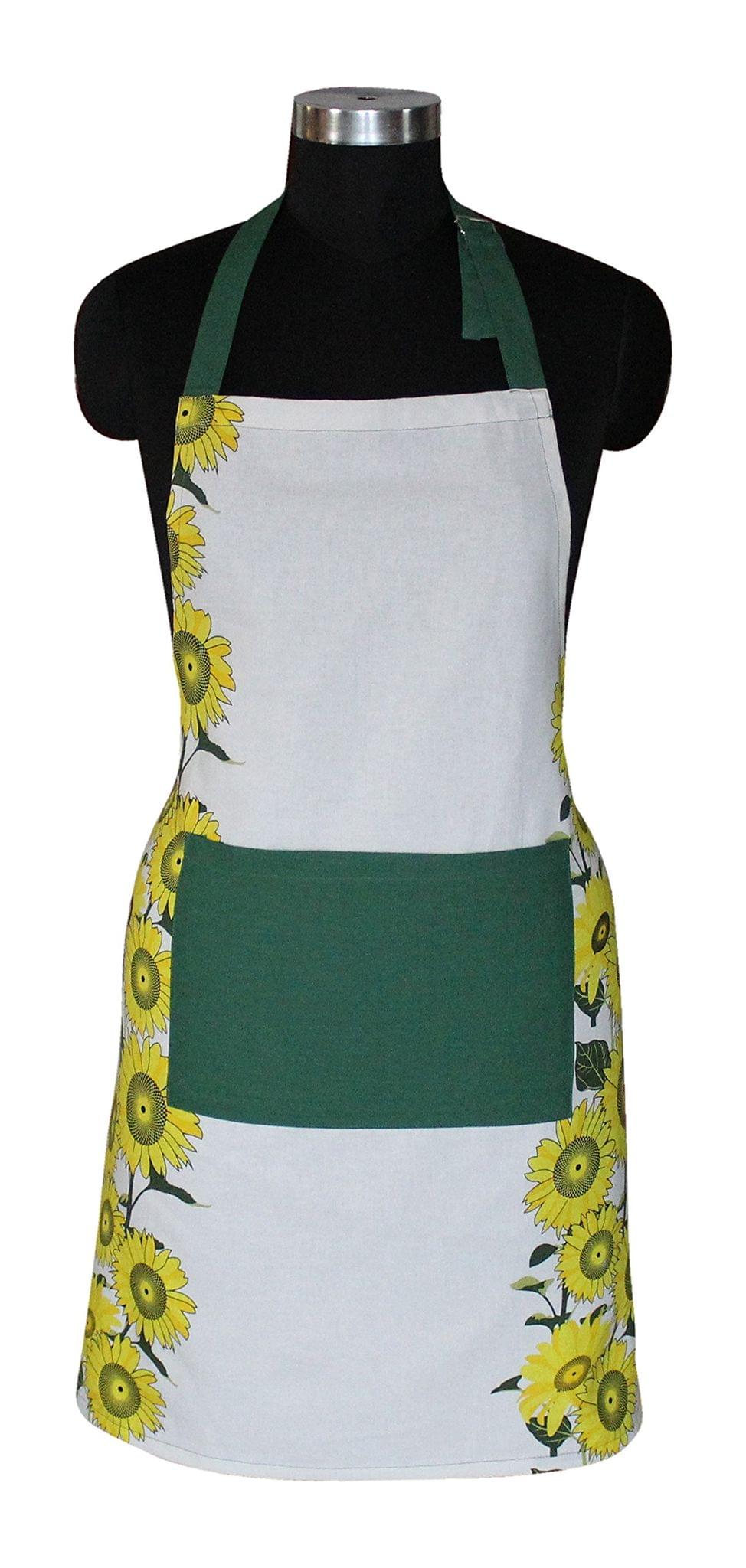 AIRWILL, 100% Cotton Designer Printed Aprons, Sized 65cm in Width & 80cm in Length with 1 Center Pocket, Adjustable Buckle on Top and 2 Long Ties on Both 2 Sides. Pack of 1 piece