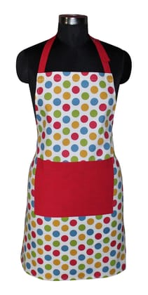 AIRWILL, 100% Cotton Designer Printed Aprons, Sized 65cm in Width & 80cm in Length with 1 Center Pocket, Adjustable Buckle on Top and 2 Long Ties on Both 2 Sides. Pack of 1 piece