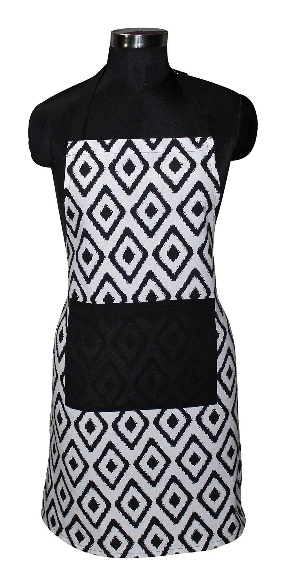 AIRWILL, 100% Cotton Designer Printed Aprons, Sized 65cm in Width & 80cm in Length with 1 Center Pocket, Adjustable Buckle on Top and 2 Long Ties on Both 2 Sides. Pack of 1 piece