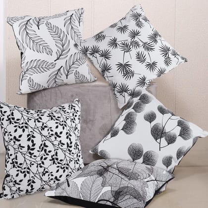 AIRWILL Cotton Decorative Floral Design Cushion Pillow Covers (Pack-5, Multi)