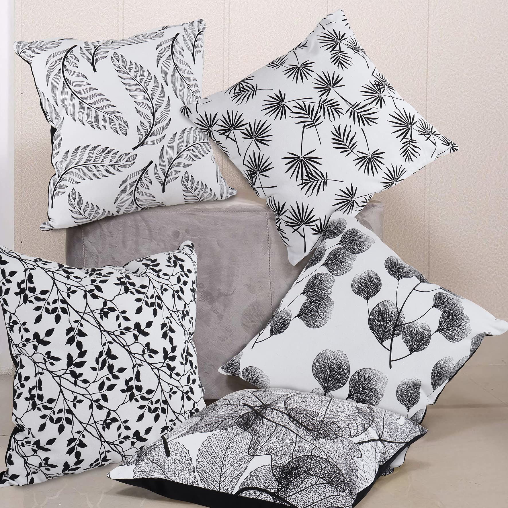 AIRWILL Cotton Decorative Floral Design Cushion Pillow Covers (Pack-5, Multi)