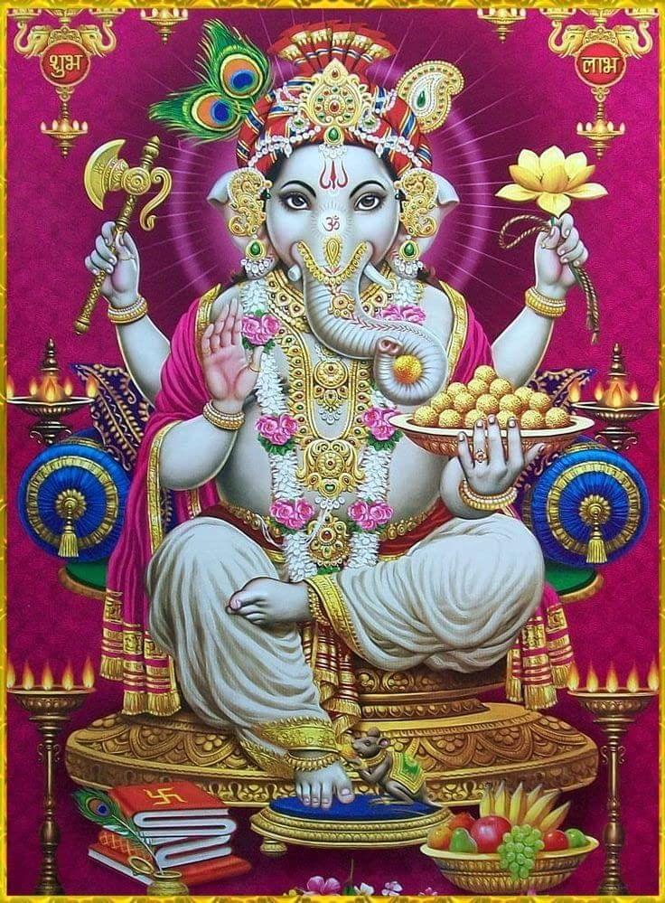 APM Ganpati Wall Sticker/Ganpati Bappa Fully Waterproof Vinyl Sticker self Adhesive for Living Room, Bedroom, Office, Kids Room 12X18 inches (GD3)
