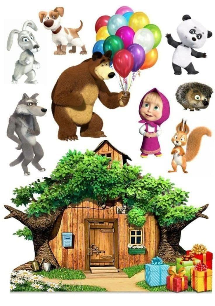 APM Masha & The Bear Laminated Wall Sticker for Kids 12X18 INCHES (M13)