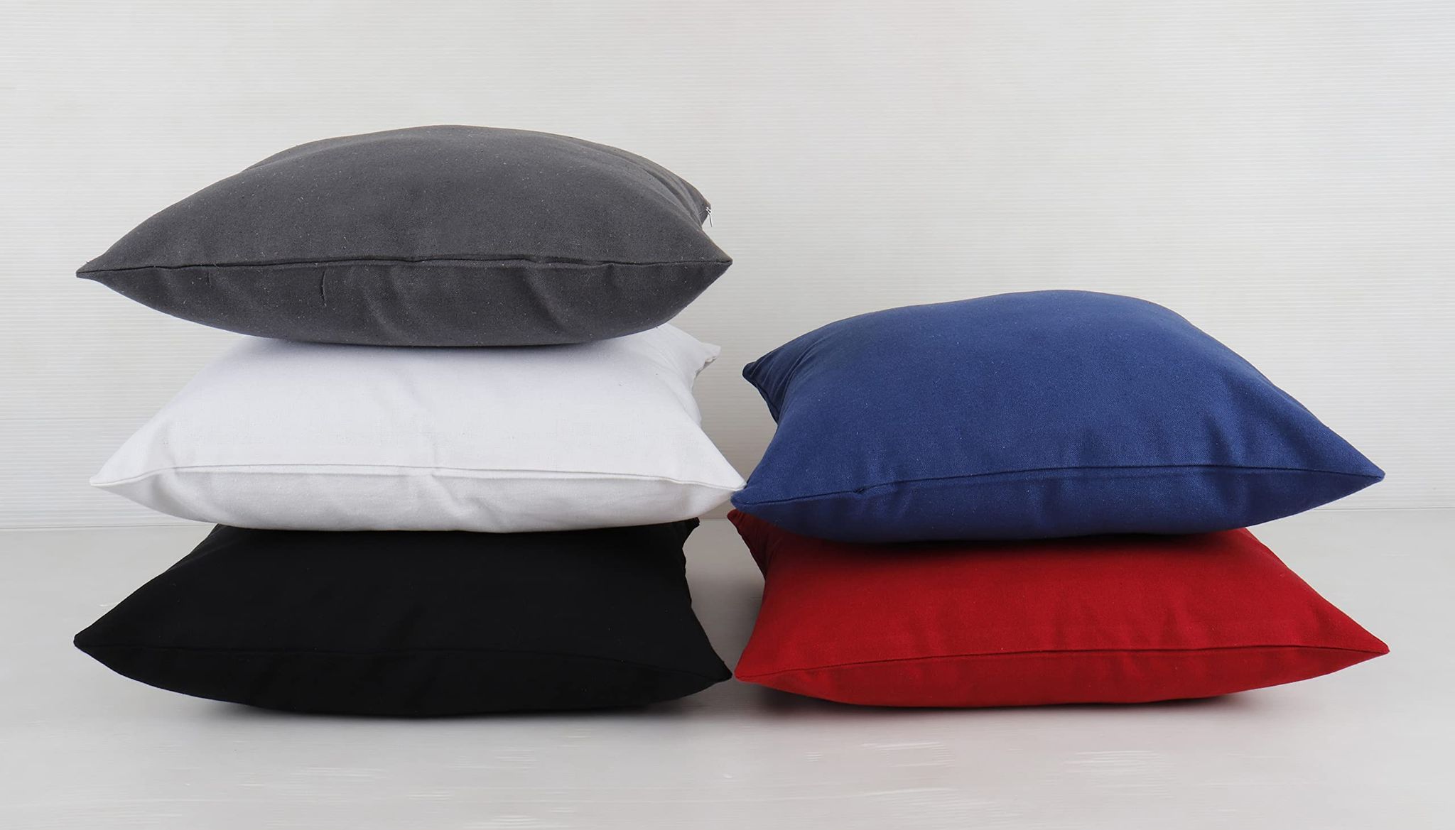 AIRWILL Cotton Decorative Plain Pattern Cushion Pillow Covers (Pack-5, Multi)