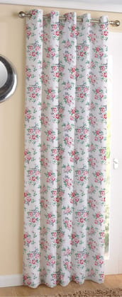 AIRWILL Cotton Small Pink Rose Designed Blackout and Room Darkening 5ft Window Curtains Pack of 1 pc. (Floral - Pink)