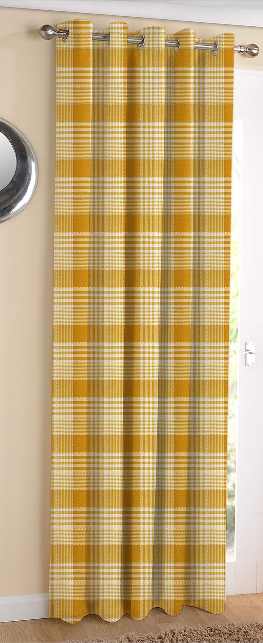 AIRWILL Cotton Track Dobby Yellow Designed Blackout Room Darkening Window Curtains (Yellow, 4x5ft)