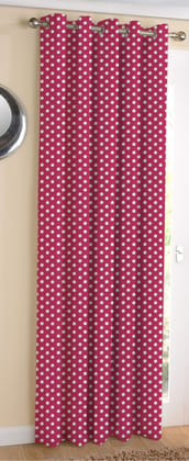 AIRWILL Cotton Polka Dot Pink Designed Blackout and Room Darkening 5ft Window Curtains Pack of 1 pc. (Printed - Pink)