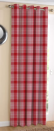 AIRWILL Cotton Track Dobby Red Designed Blackout and Room Darkening 5ft Window Curtains Pack of 1 pc. (Self Design - Red)