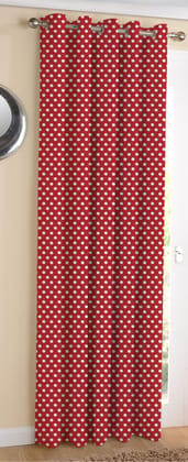 AIRWILL Cotton Polka Dot Red Designed Blackout and Room Darkening 5ft Window Curtains Pack of 1 pc. (Printed - Red)