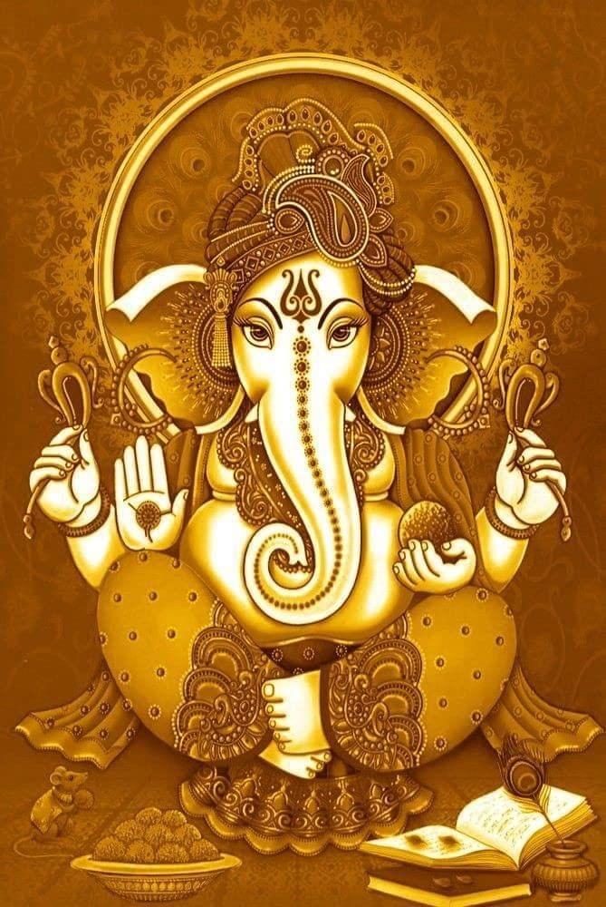 APM Ganpati Wall Sticker/Ganpati Bappa Fully Waterproof Vinyl Sticker self Adhesive for Living Room, Bedroom, Office, Kids Room 12X18 inches (GD14)