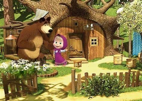 APM Masha & The Bear Wall Sticker Fully Waterproof Vinyl Sticker self Adhesive for Living Room, Bedroom, Office, Kids Room 12X18 inches (MT20)