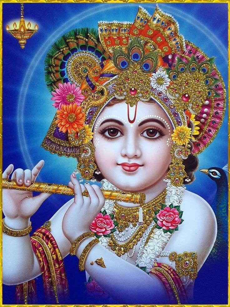 APM GOD Krishna Wall Sticker Laminated House/Office 12X18 Inches (WS9)