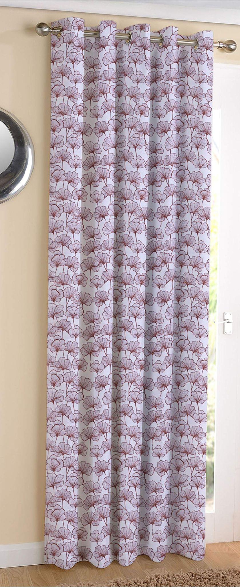 AIRWILL Cotton Single Leaf Brown Designed Blackout and Room Darkening 7ft Door Curtains Pack of 1 pc. (Floral - Brown)