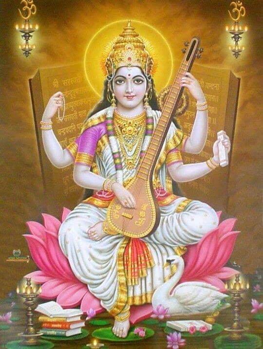 APM MAA Saraswati Wall Vinyl Sticker Fully Waterproof Siize 12X18 inches (M11)