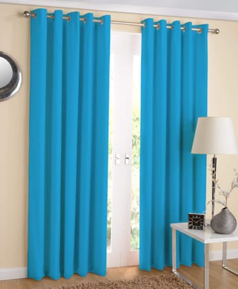 AIRWILL, 100% Cotton Eyelet Door Curtains Sized 4ft in Width and 7ft in Length, Multicolor Pack of 2 Pieces