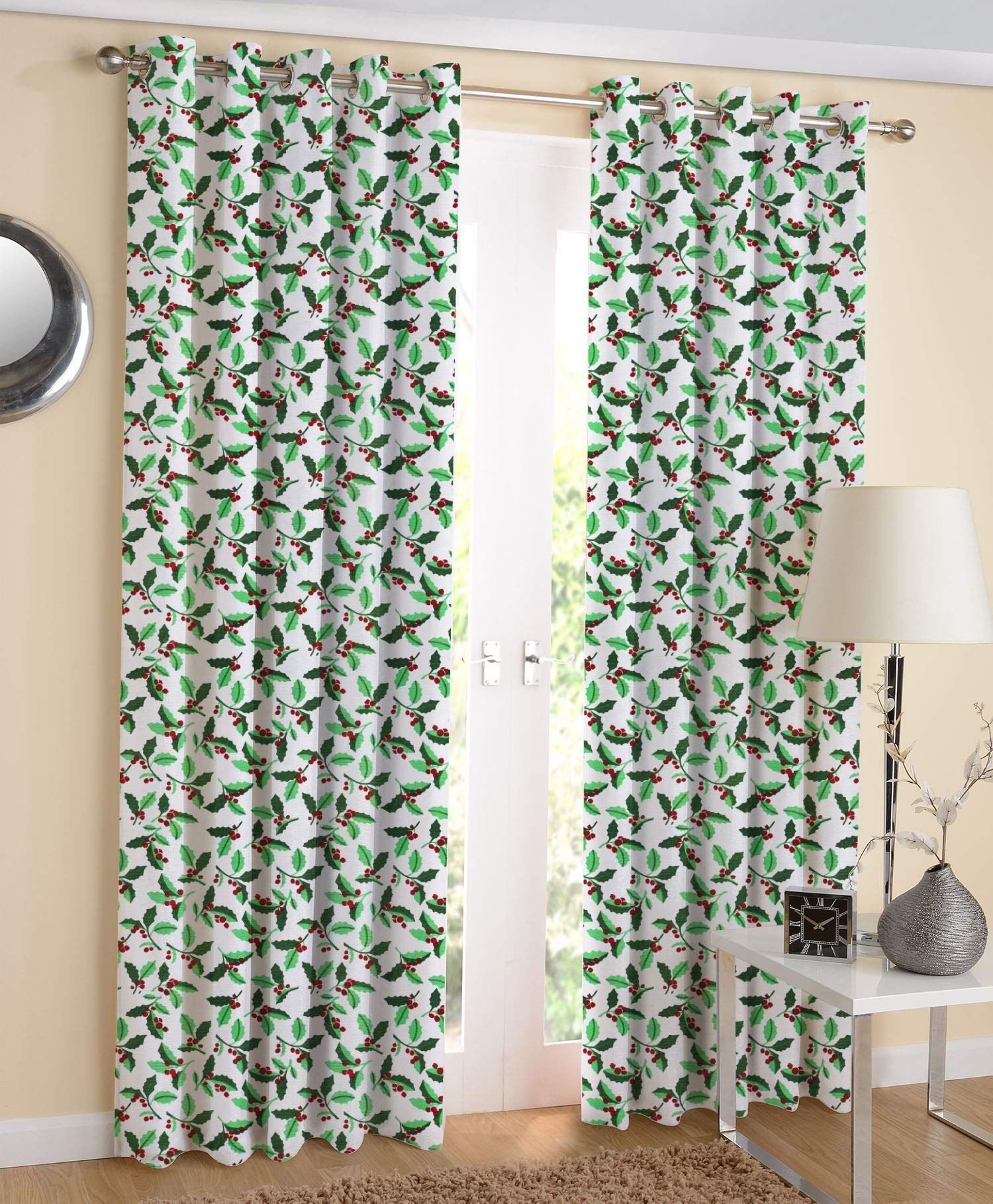 AIRWILL Cotton Eyeleted Door Curtains (4ft W x 7ft L, Multicolour) - Pack of 2 Pieces