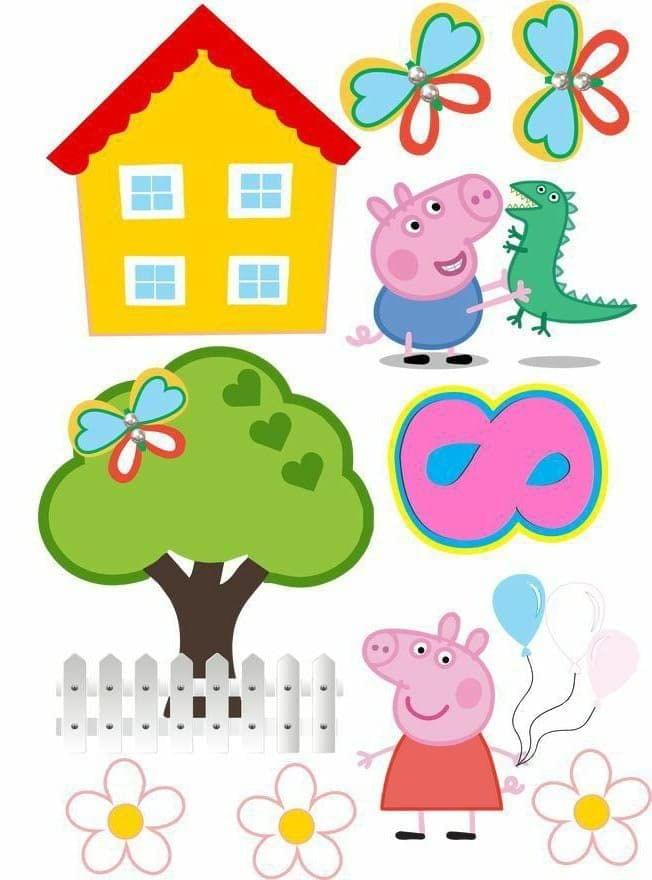 APM Peppa Pig Wall Sticker Fully Waterproof Vinyl Sticker self Adhesive for Living Room, Bedroom, Office, Kids Room 12X18 inches (PPC9) (AP7)