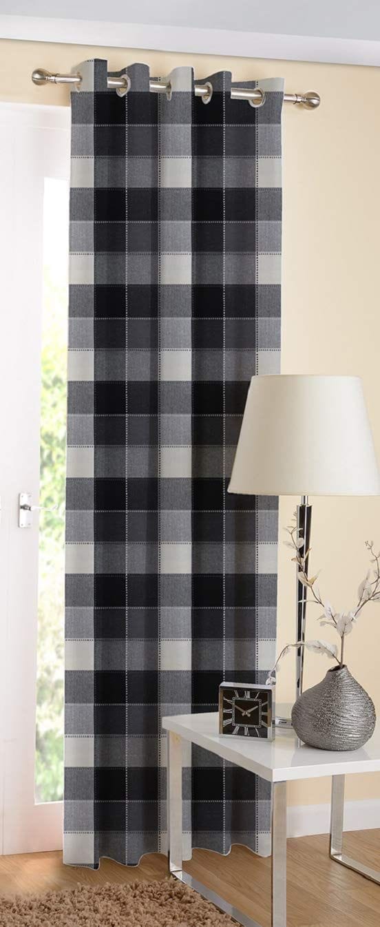 AIRWILL Cotton Handloom Weaved Door Curtains (4 x 7 ft; Black)