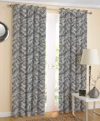 AIRWILL Cotton Eyeleted 7ft Door Curtains (Black) Pack of 2