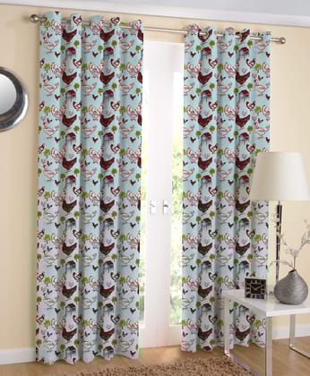 AIRWILL Cotton Eyeleted Door Curtains (7 ft, Multicolour) -Pack of 2, Grommets