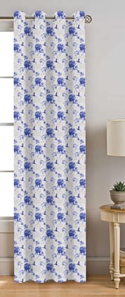 AIRWILL, Cotton Floral Pattern Door - 4x7ft Curtains - (Pack of 1 pc) - Blue