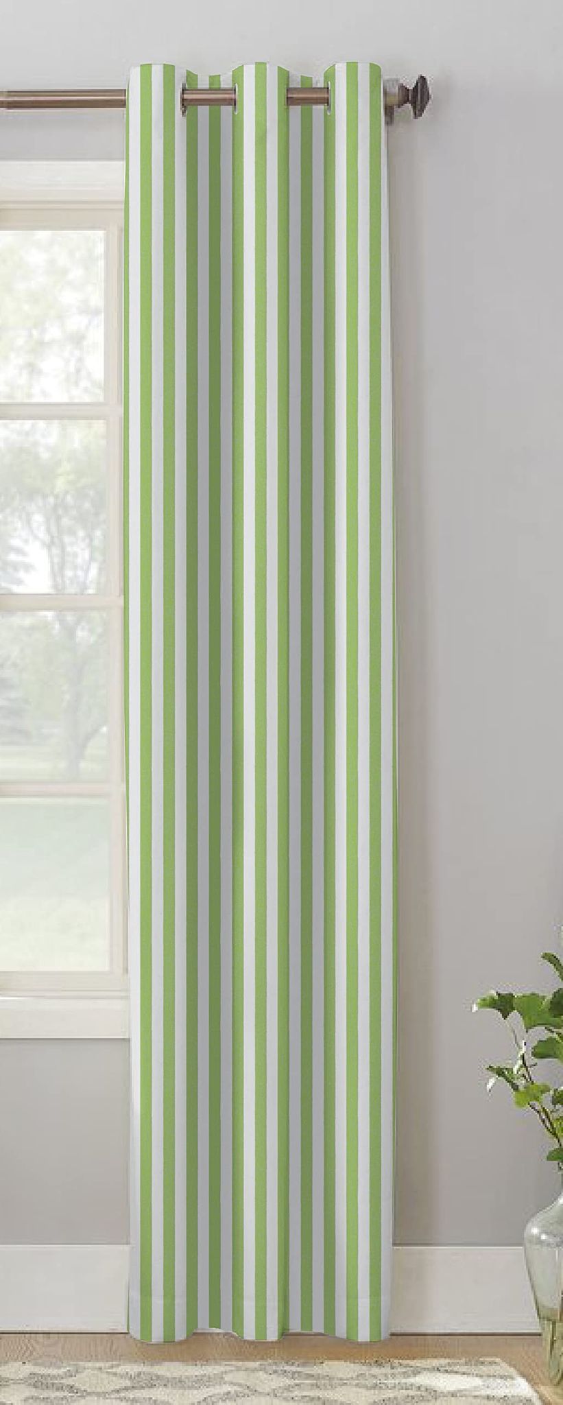 AIRWILL, Cotton Candy Stripe Green Designed Striped Pattern Door - 4x7ft Curtains - (Pack of 1 pc) - Green