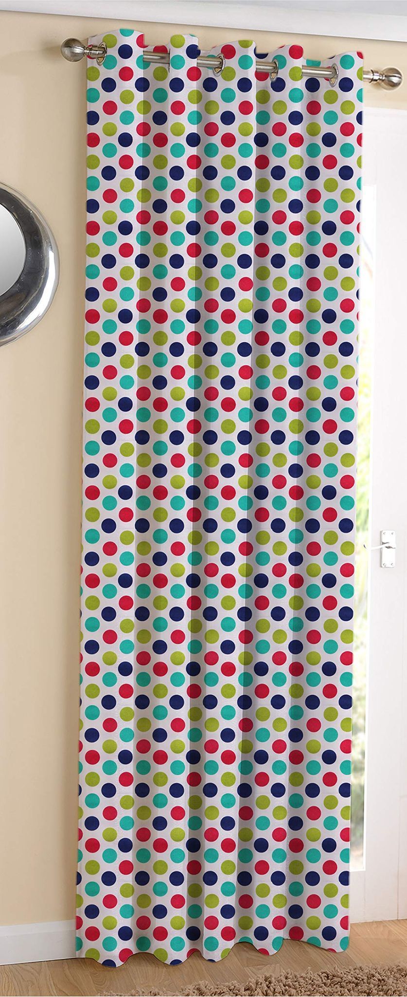 AIRWILL Cotton Singer Dot Designed Blackout and Room Darkening 7ft Door Curtains Pack of 1 pc. (Printed - Multicolor)