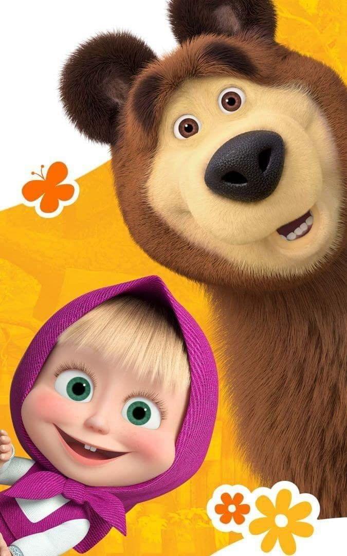 APM Masha & The Bear Wall Sticker Fully Waterproof Vinyl Sticker self Adhesive for Living Room, Bedroom, Office, Kids Room 12X18 inches (MB6)